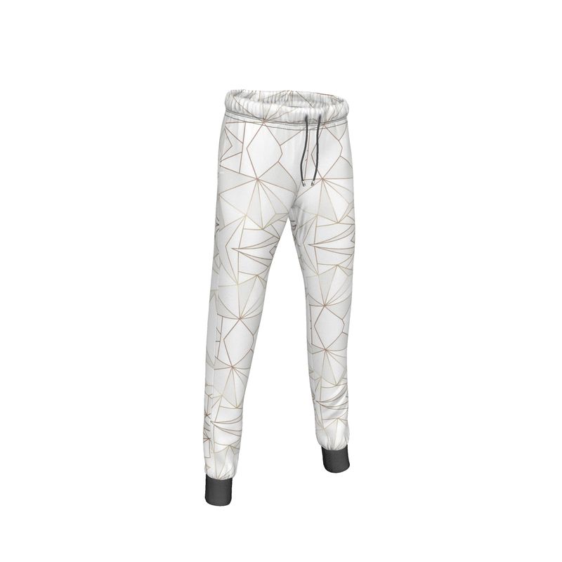 Abstract White Polygon with Gold Line Womens Sweatpants by The Photo Access