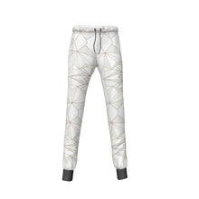 Load image into Gallery viewer, Abstract White Polygon with Gold Line Womens Sweatpants by The Photo Access

