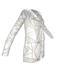 Lade das Bild in den Galerie-Viewer, Abstract White Polygon with Gold Line Ladies Cardigan With Pockets by The Photo Access

