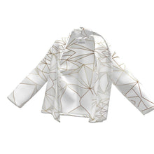 Load image into Gallery viewer, Abstract White Polygon with Gold Line Wrap Blazer by The Photo Access
