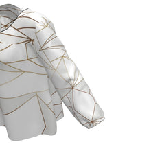 Cargar imagen en el visor de la galería, Abstract White Polygon with Gold Line Womens Blouse by The Photo Access
