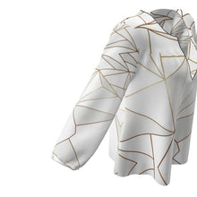 Cargar imagen en el visor de la galería, Abstract White Polygon with Gold Line Womens Blouse by The Photo Access
