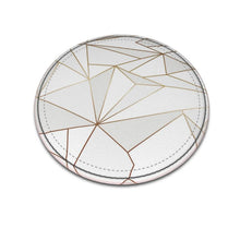 将图片加载到图库查看器，Abstract White Polygon with Gold Line Leather Coasters by The Photo Access
