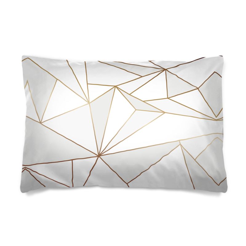 Abstract White Polygon with Gold Line Pillow Cases by The Photo Access