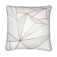 Load image into Gallery viewer, Abstract White Polygon with Gold Line Luxury Pillows by The Photo Access
