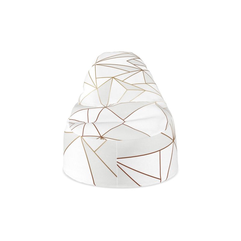 Abstract White Polygon with Gold Line Bean Bags by The Photo Access