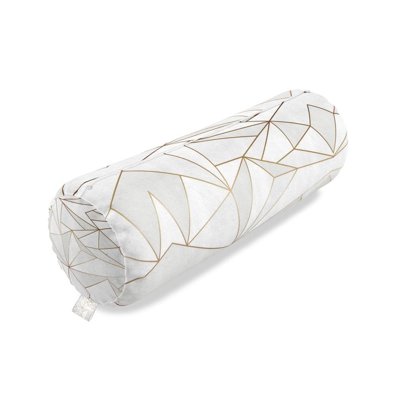 Abstract White Polygon with Gold Line Big Bolster Cushion by The Photo Access
