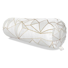 Load image into Gallery viewer, Abstract White Polygon with Gold Line Big Bolster Cushion by The Photo Access

