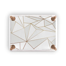 Load image into Gallery viewer, Abstract White Polygon with Gold Line Footstool by The Photo Access
