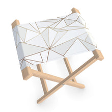 将图片加载到图库查看器，Abstract White Polygon with Gold Line Folding Stool Chair by The Photo Access
