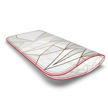 Load image into Gallery viewer, Abstract White Polygon with Gold Line Leather Glasses Case by The Photo Access
