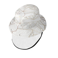 将图片加载到图库查看器，Abstract White Polygon with Gold Line Bucket Hat with Visor by The Photo Access
