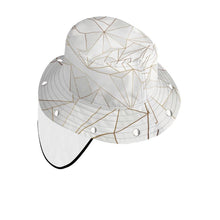 将图片加载到图库查看器，Abstract White Polygon with Gold Line Bucket Hat with Visor by The Photo Access
