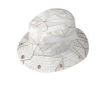 Load image into Gallery viewer, Abstract White Polygon with Gold Line Bucket Hat with Visor by The Photo Access
