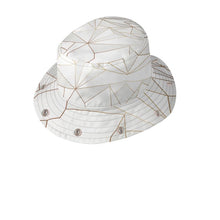 将图片加载到图库查看器，Abstract White Polygon with Gold Line Bucket Hat with Visor by The Photo Access
