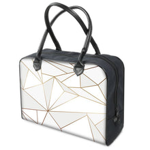 Load image into Gallery viewer, Abstract White Polygon with Gold Line Holdalls by The Photo Access
