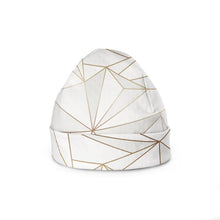 Cargar imagen en el visor de la galería, Abstract White Polygon with Gold Line Beanie by The Photo Access
