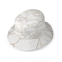 将图片加载到图库查看器，Abstract White Polygon with Gold Line Bucket Hat by The Photo Access
