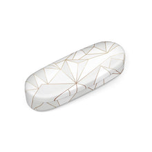 Load image into Gallery viewer, Abstract White Polygon with Gold Line Hard Glasses Case by The Photo Access
