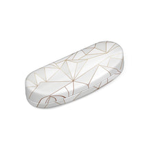 Load image into Gallery viewer, Abstract White Polygon with Gold Line Hard Glasses Case by The Photo Access
