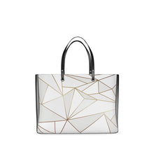 Cargar imagen en el visor de la galería, Abstract White Polygon with Gold Line Handbags by The Photo Access
