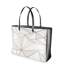 Load image into Gallery viewer, Abstract White Polygon with Gold Line Handbags by The Photo Access
