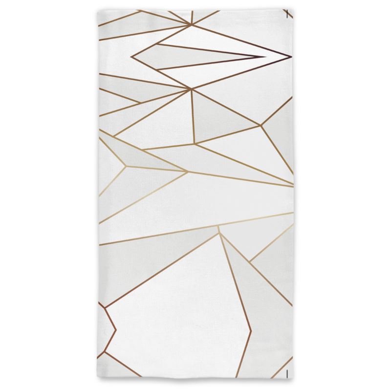 Abstract White Polygon with Gold Line Neck Tube Scarves by The Photo Access
