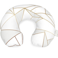 Cargar imagen en el visor de la galería, Abstract White Polygon with Gold Line Travel Neck Pillow by The Photo Access
