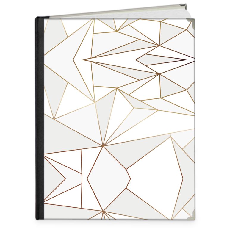 Abstract White Polygon with Gold Line Photo Book 8.3