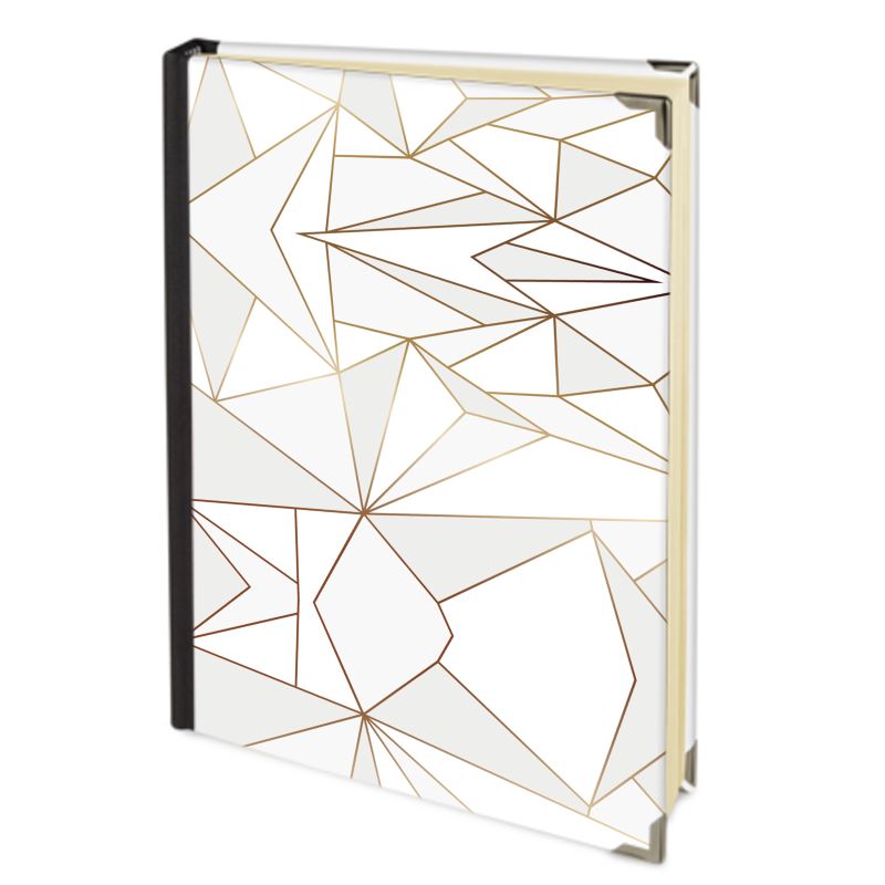 Abstract White Polygon with Gold Line Journals by The Photo Access