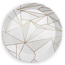 Load image into Gallery viewer, Abstract White Polygon with Gold Line Party Plates by The Photo Access
