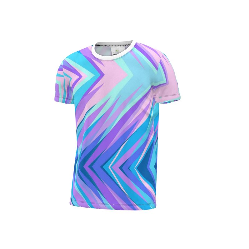 Blue Pink Abstract Eighties Cut and Sew All Over Print T-Shirt by The Photo Access