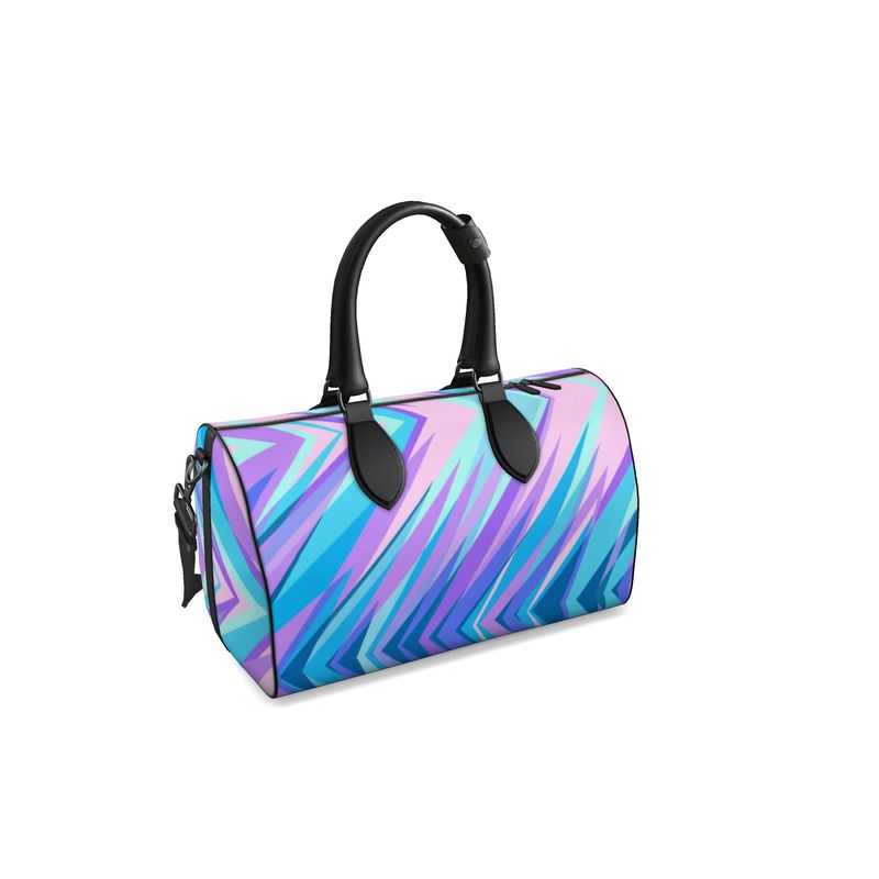Blue Pink Abstract Eighties Duffle Bag by The Photo Access