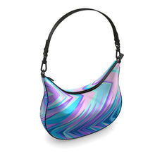 Load image into Gallery viewer, Blue Pink Abstract Eighties Curve Hobo Bag by The Photo Access

