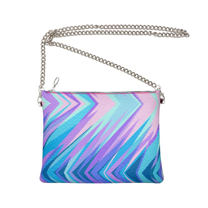 Blue Pink Abstract Eighties Crossbody Bag With Chain by The Photo Access