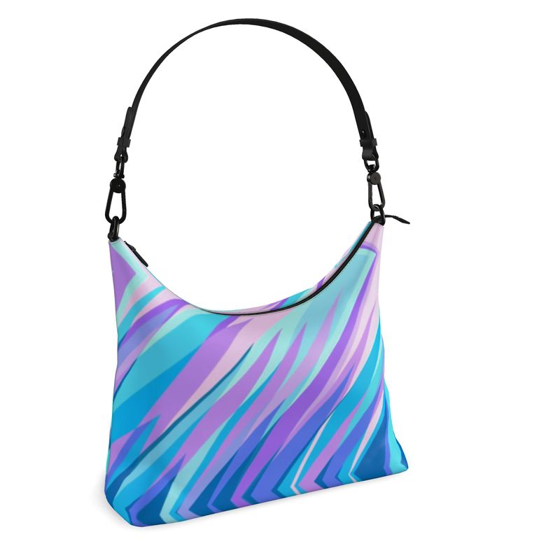 Blue Pink Abstract Eighties Square Hobo Bag by The Photo Access