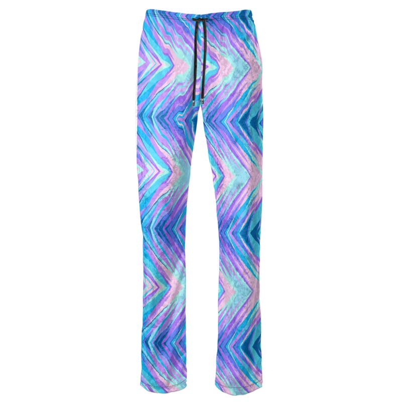 Blue Pink Abstract Eighties Womens Trousers by The Photo Access