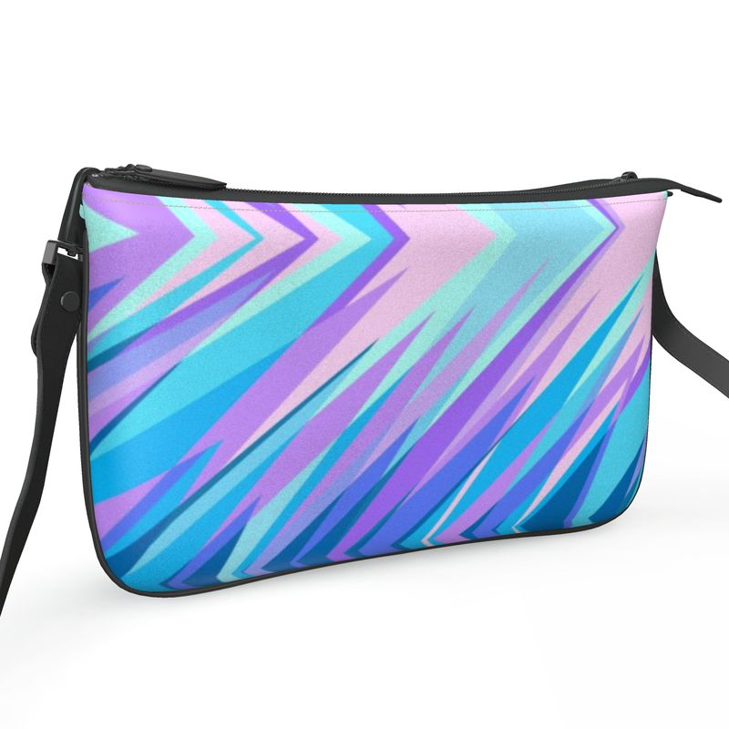 Blue Pink Abstract Eighties Pochette Double Zip Bag by The Photo Access