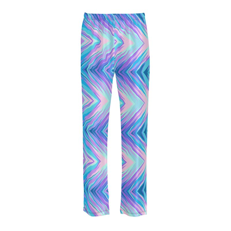 Blue Pink Abstract Eighties Ladies Silk Pajama Bottoms by The Photo Access