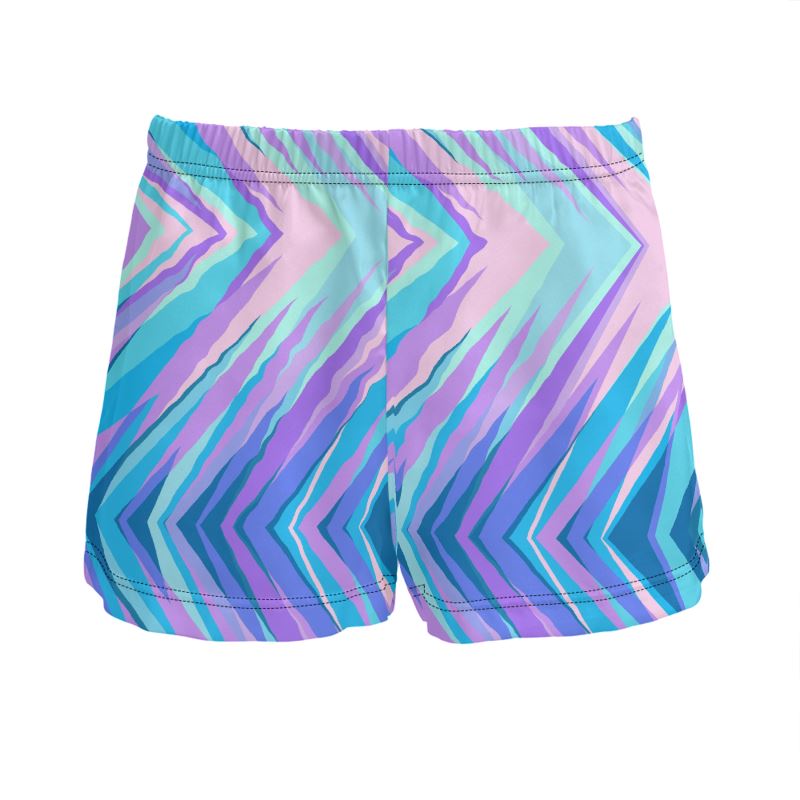 Blue Pink Abstract Eighties Ladies Silk Pajama Shorts by The Photo Access