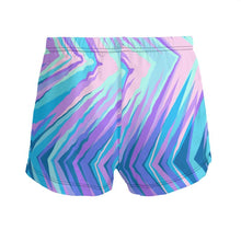 Load image into Gallery viewer, Blue Pink Abstract Eighties Ladies Silk Pajama Shorts by The Photo Access

