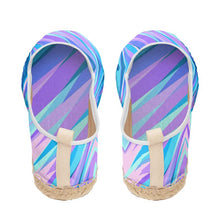 Load image into Gallery viewer, Blue Pink Abstract Eighties Loafer Espadrilles by The Photo Access
