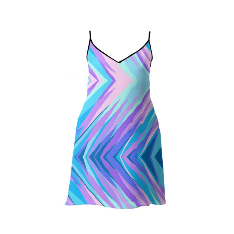 Blue Pink Abstract Eighties Slip Dress by The Photo Access