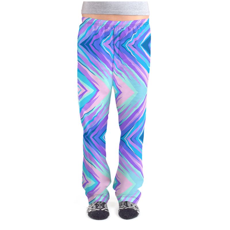 Blue Pink Abstract Eighties Ladies Pajama Bottoms by The Photo Access