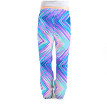 Load image into Gallery viewer, Blue Pink Abstract Eighties Ladies Pajama Bottoms by The Photo Access
