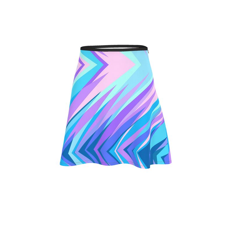 Blue Pink Abstract Eighties Flared Skirt by The Photo Access