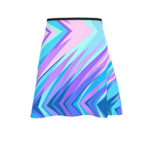 Load image into Gallery viewer, Blue Pink Abstract Eighties Flared Skirt by The Photo Access
