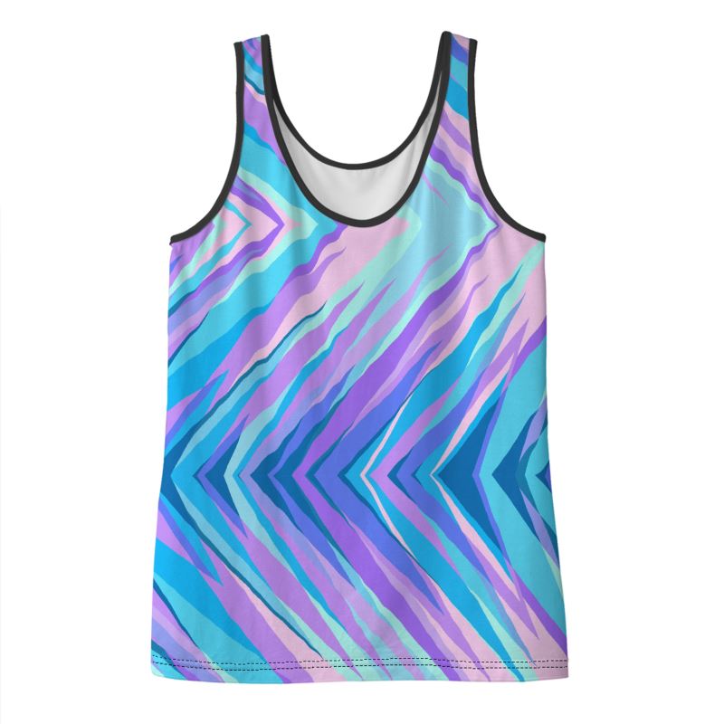 Blue Pink Abstract Eighties Ladies Tank Top by The Photo Access