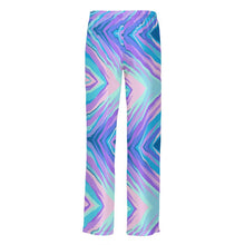 Load image into Gallery viewer, Blue Pink Abstract Eighties Mens Silk Pajama Bottoms by The Photo Access
