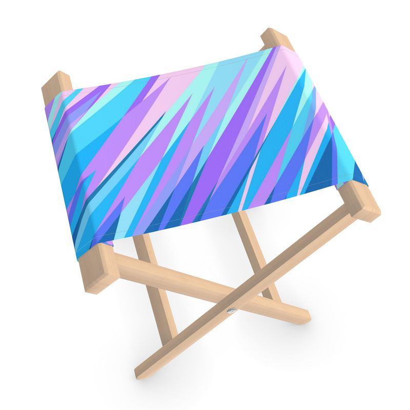 Blue Pink Abstract Eighties Folding Stool Chair by The Photo Access